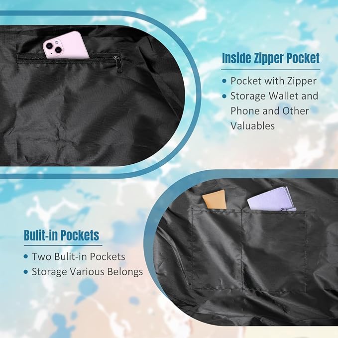 Large Beach Bag Waterproof Sandproof Beach Bags for Women Pool Tote Bags with Zipper Summer Swim Bag Foldable