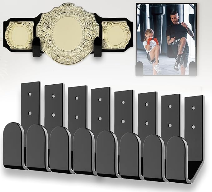 Wrestling Championship Belt Wall Mount Display Case, Perfect WWE Belt Hanger for Adults & Kids, Durable & Easy to Install Title Belts Organizer Holder for Wall