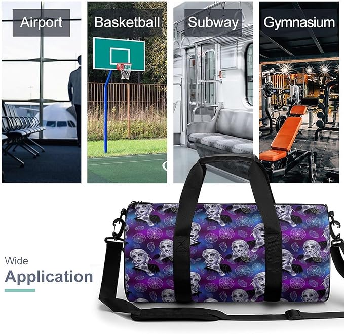 Beach Swim Bags Goth Gothic Women Art Men Women Duffle Bag Foldable Gym Bag Lightweight Travel Sports Bags for Men and Women