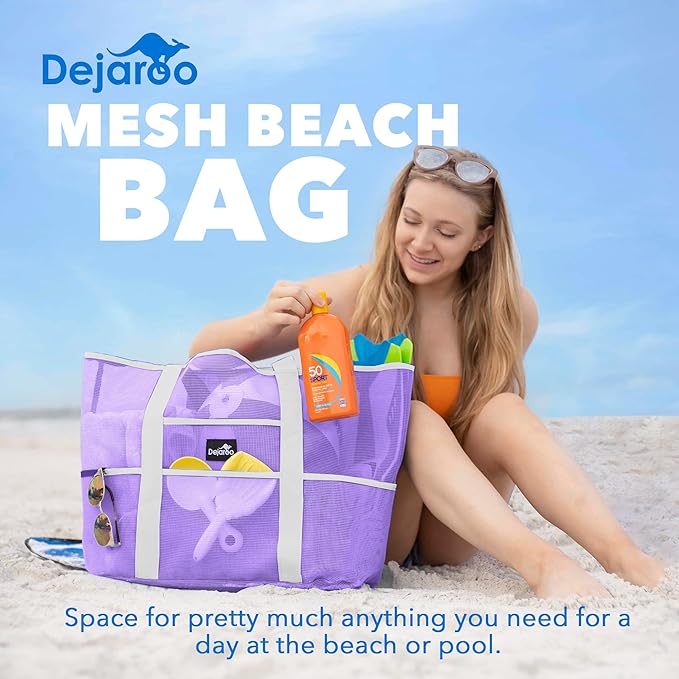 Dejaroo Mesh Sand Free Bag - Strong Lightweight Bag For Beach & Vacation Essentials. Tons of Storage!