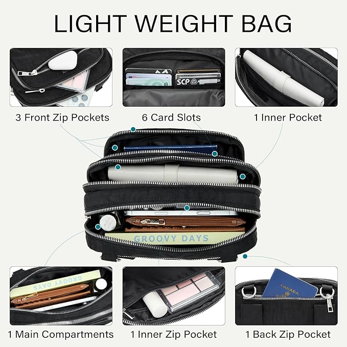 CLUCI Crossbody Bags for Women Travel,Travel Bags for Women,Travel Purses Anti Theft Crossbody,Convertible Belt Bag RFID