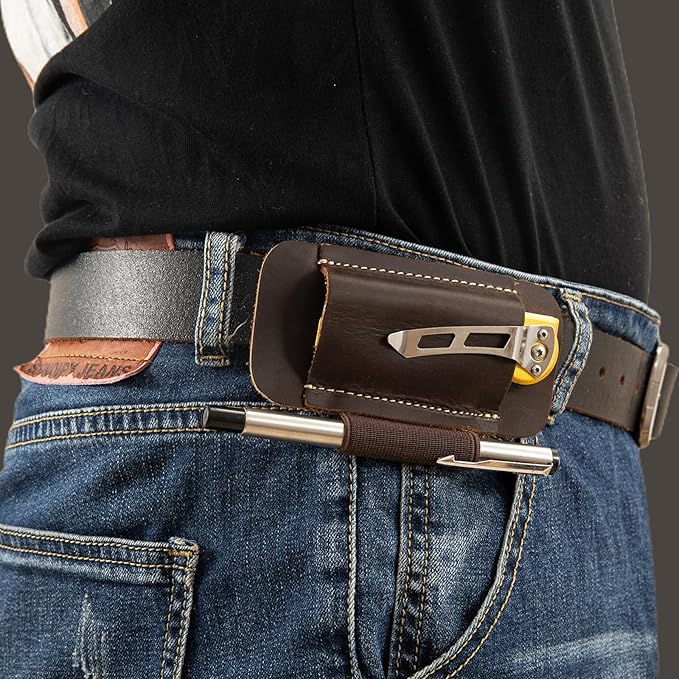 Leather Knife Sheath for Belt,Knife Sheath,Horizontal Carry Pocket Knife Holder,EDC Belt Organizer,Compact Draw Knife Holster,EDC Pocket Organizer,Sheath for Folding Knife