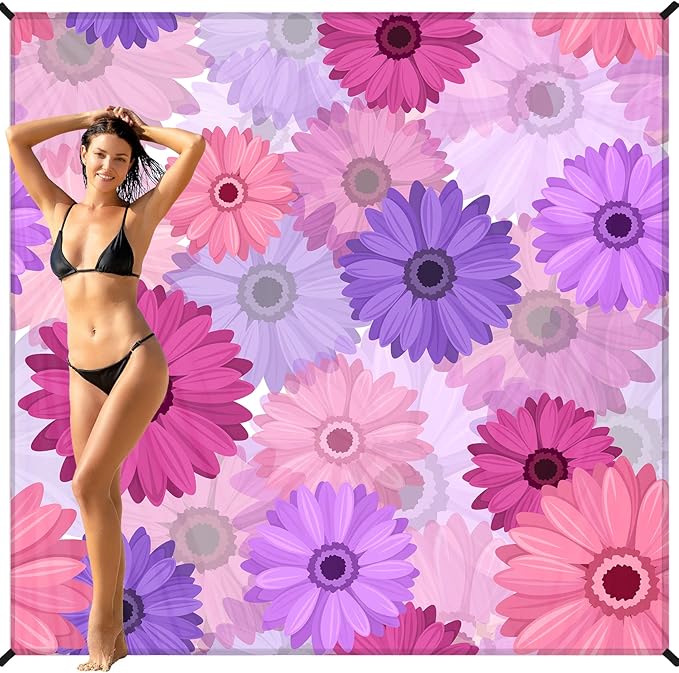 BYDOLL Beach Blanket 78''X81'' Waterproof Sandproof Suits1-4 Adults Oversized Lightweight Large Blanket Picnic Mat for Beach Sand Free Travel Camping Hiking Picnic