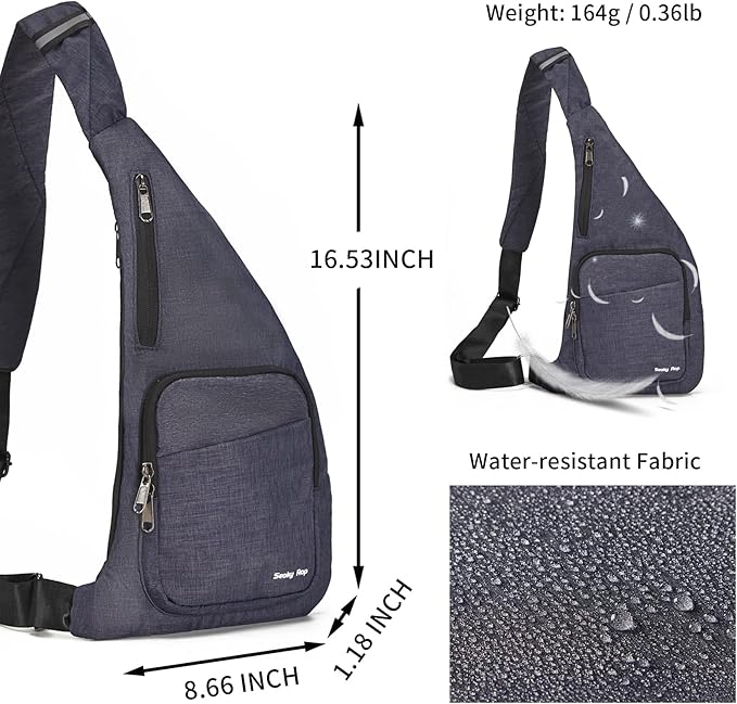 Seoky Rop Waterproof Sling Bag Crossbody Bag for Men Women Slim Hidden Anti-Thief Travel Personal Pocket Blue