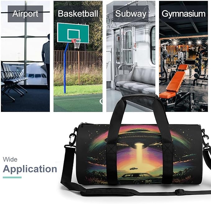 Ship Spaceship Travel Duffle Gym Bag with Shoe Compartment Carry Weekender Overnight Bags