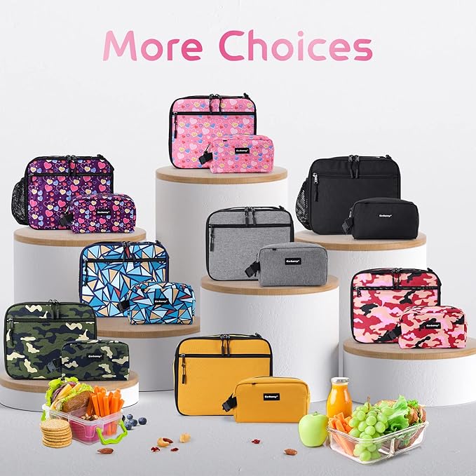 Cooler Lunch Box with Detachable Ice Packs - Freezable Insulated Cooler Bag for School/Work