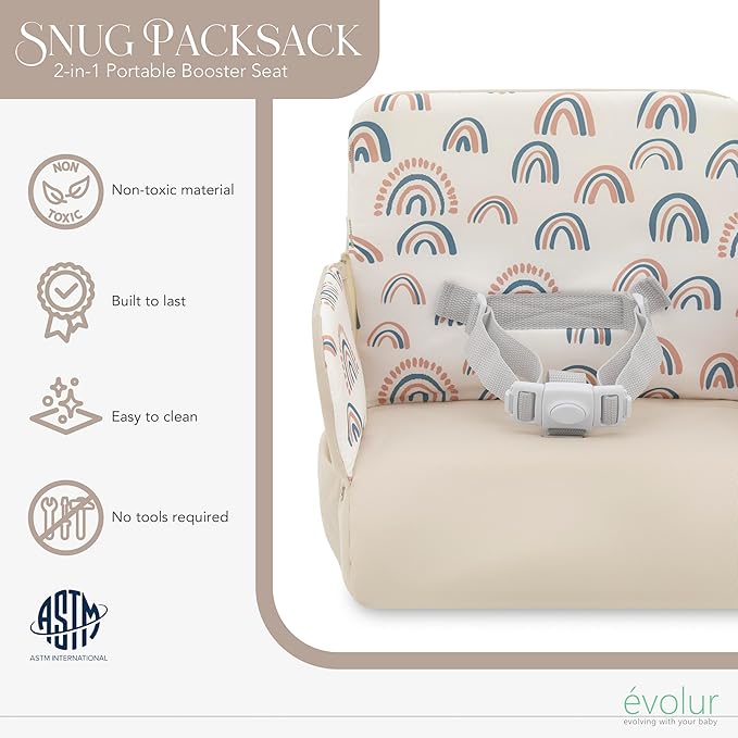 Evolur Snug Packsack 2-in-1 Portable Booster Seat and Travel Bag