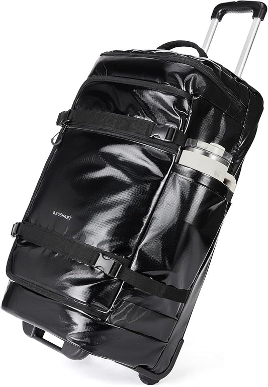 BAGSMART Rolling Duffle Bag with Wheels, Travel Duffel Luggage Bag for Men, Water Repellent Heavy Duty for Travel Camp, Black, Large, 70L