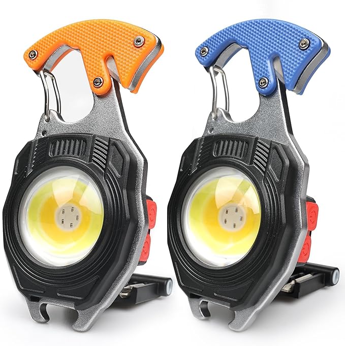 MAKDAK 2PC Keychain Flashlight Rechargeable Cob Keychain Work Light 7 Modes 1600Lumen High Lumen Flashlights for Emergencies,EDC