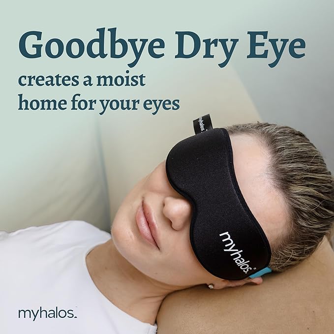 MyHalos® Moisture Chamber Glasses for Dry Eyes - Sleep Mask for Dry Eyes - Reusable & Soft - Hydrating Sleeping Mask & Moisture Goggles for Men and Women