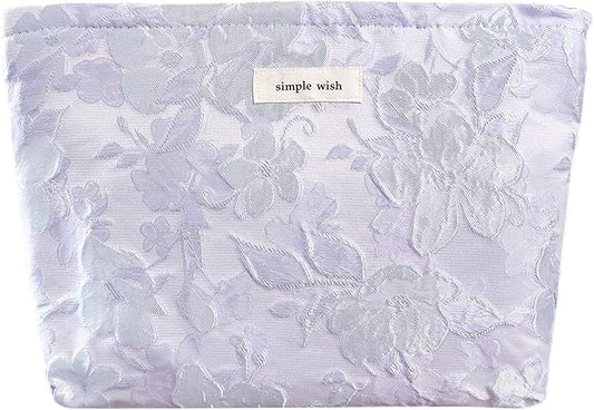STARDW Aesthetic Floral Makeup Bag Cute Small Cosmetic Bags for Women Girls, Travel Toiletry Bag Large Capacity Zipper Makeup Pouch, Purse Organizer Pouches