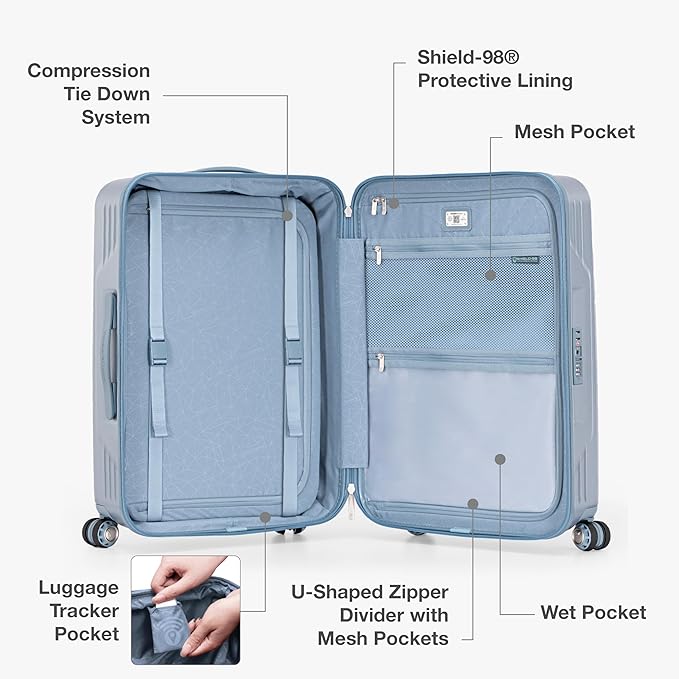 Traveler's Choice Ultimax II Polycarbonate Hardside Luggage with Spinner Wheels, Teal, 21-Inch Carry-On