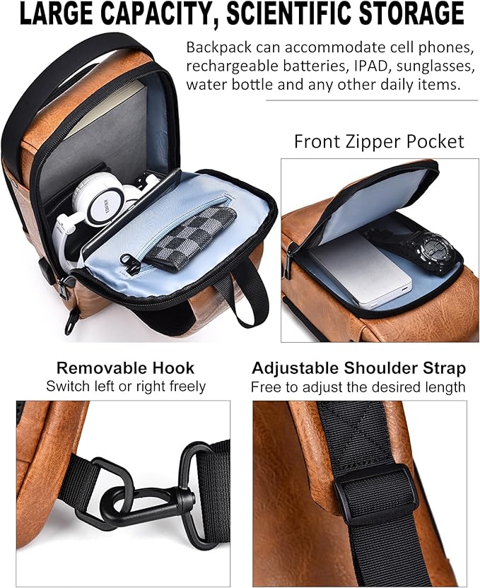 Sling Bag for Men Anti-Theft USB Crossbody Backpack Waterproof Chest Daypack | Anti-Theft, USB, Waterproof