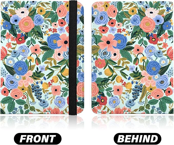 Cute Passport Holder and Holder Combo Passport Cover with RFID Blocking Women Men Compatible Wallet Credit Card Protector(Color Flowers,Floral)
