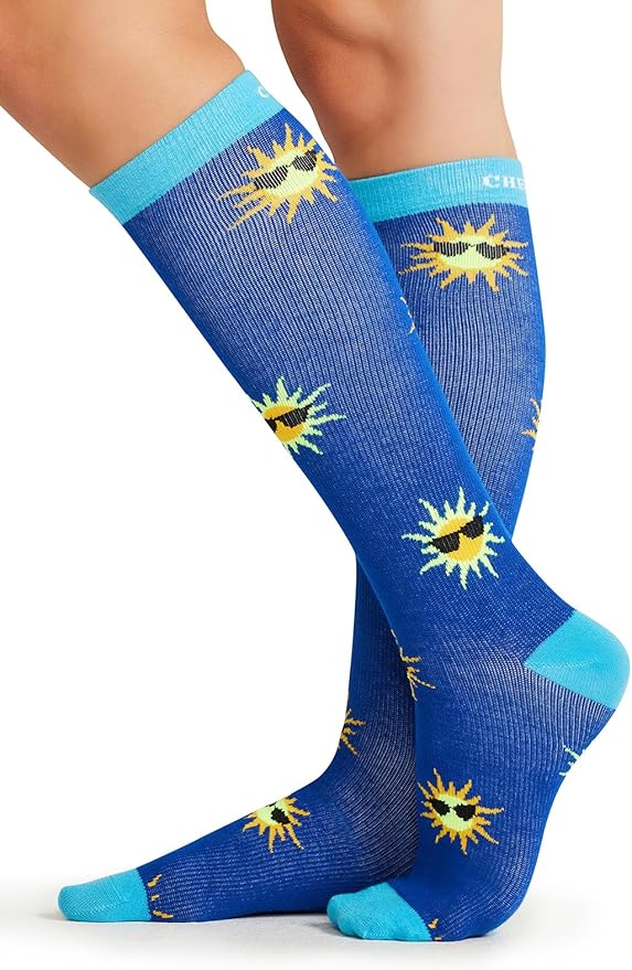 Cherokee Women's 10-15mmHg Compression Socks – Fun Print Knee Highs with Light Support, Soft Feel - PRINTSUPPORT