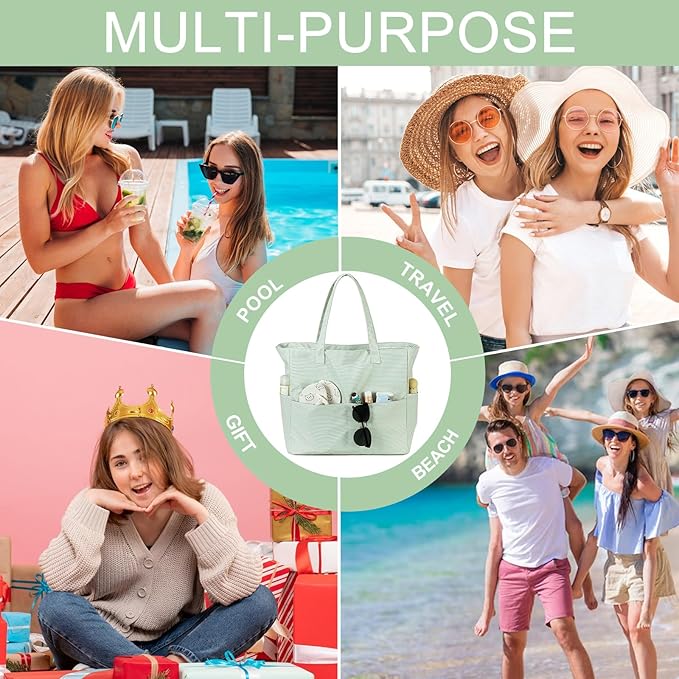 Bluboon Beach Bags for Women, Large Waterproof Tote Bag With Wet Compartment for Pool Weekender Travel Gym