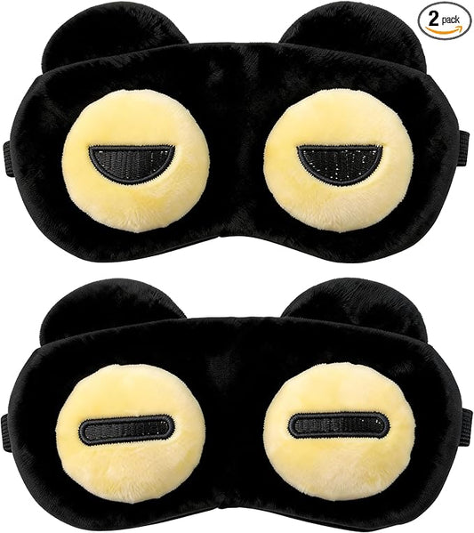 2PCS Cat Eye Sleep Mask for Sleeping, Soft Light Weight Eye Cover with Adjustable Strap,Funny Sleep Mask for Kids Women Men Travel Nap Blindfold Game（Half Closed Eyes+Closed Eyes）