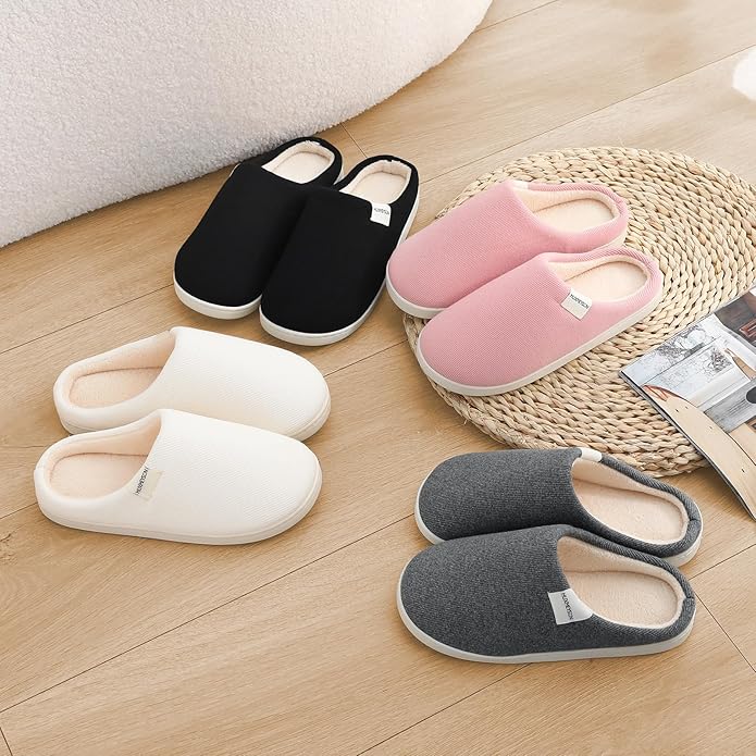 HUXMEYSON Slippers for Women, Womens Slippers Indoor Outdoor with Memory Foam, Cozy & Warm House Slippers for Woman with Anti-Slip Rubber Sole