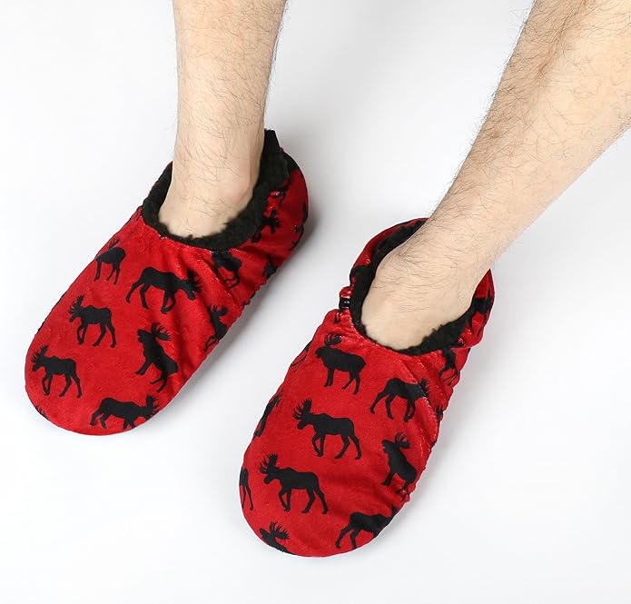 Keyela Mens Slipper Socks With Non Skid Bottoms, Warm Slipper Socks With Grippers For Men, Fuzzy House Slippers