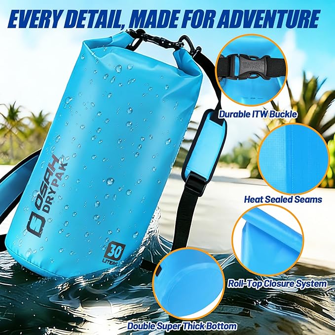 Waterproof Dry Bag, 5L/10L/20L/30L/40L Roll Top Lightweight Storage Backpack with Phone Case for Women & Men, Floating Waterproof Sack for Travel, Swimming, Kayaking, Paddle Board, Camping & Beach