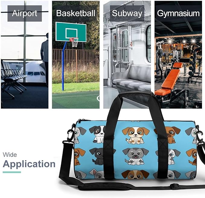 Weekender Carry on Beach Yoga Overnight Luggage Bag Gym Sports Travel Workout Bag Overnight Bags (Blue Dog Prints Funny)