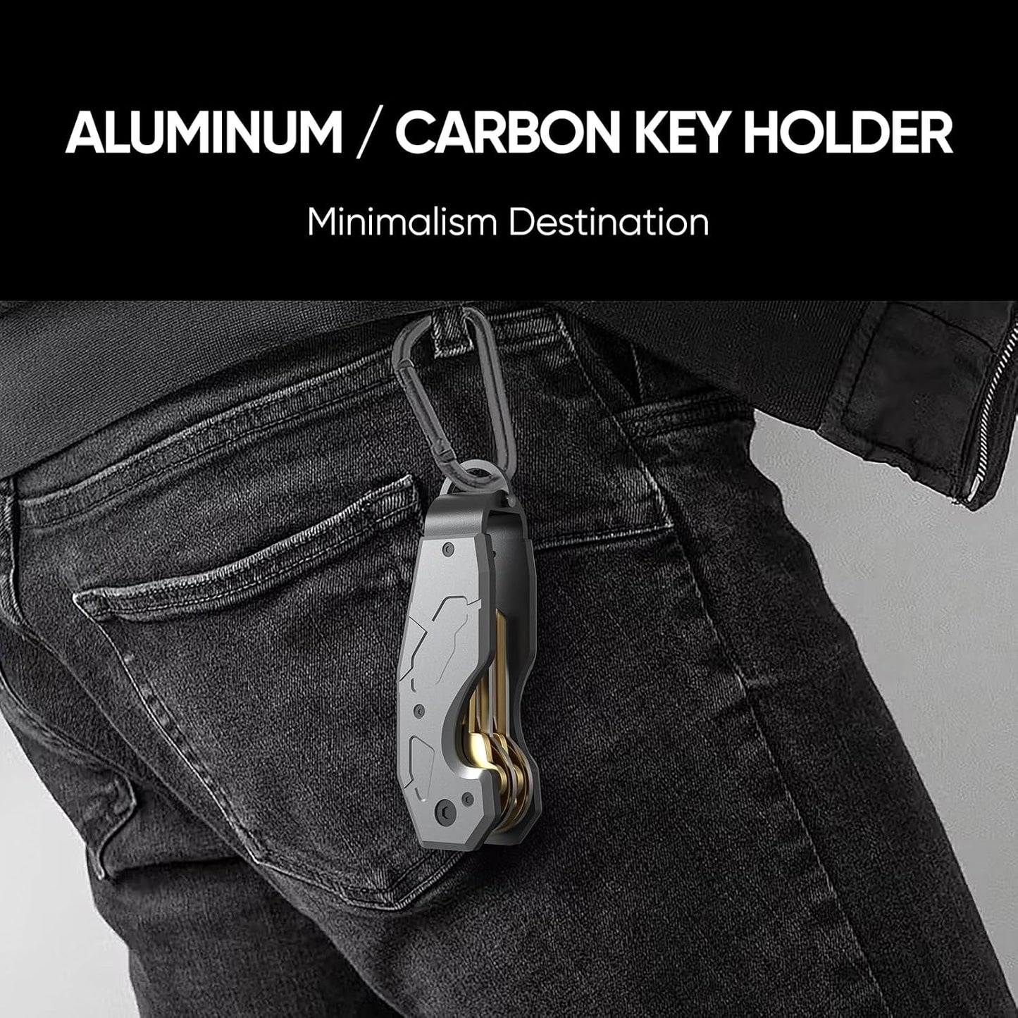 Zeeker Compact Key Organizer Keychain with Built-in Tools – Holds 1-6 Keys, Includes Bottle Opener, Hex Wrench, and Serrated Cutter – Minimalist Key Holder for Men and Women (Grey)