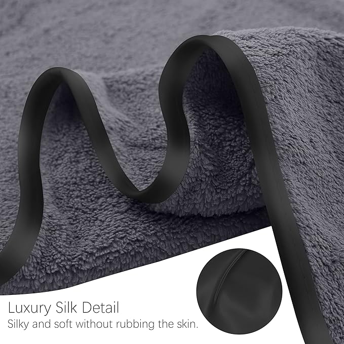 TENSTARS Silk Hemming Hand Towels for Bathroom - Quick Drying - Ultra Soft Microfiber Absorbent Towel for Bath Fitness, Gym, Shower, Hotel, and Spa - 16x28 Inch | Set of 6, Dark Grey