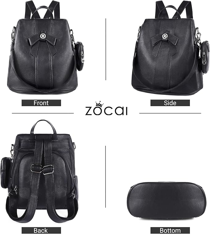 ZOCAI Backpack Purse for Women Fashion Backpack Purses PU Leather Daypacks Anti-Theft Shoulder Bag Satchel Purse