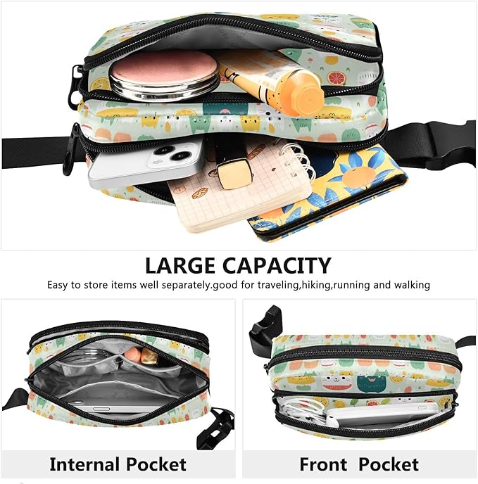 Cute Cat Animal Fanny Pack for Women Men Water Resistant Fashion Waist Packs with Adjustable Strap Belt Bag for Travel Workout Jogging Hiking 21219794