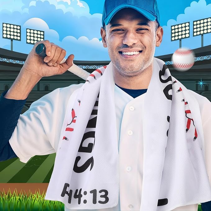 12 Pcs Baseball Cooling Towel Baseball Team Gifts Favors for Player Bible Verse I Can Do All Things Workout Sweat Rags for Neck and Face Sport Towel for Gym, Camping, Outdoor Sport Gear