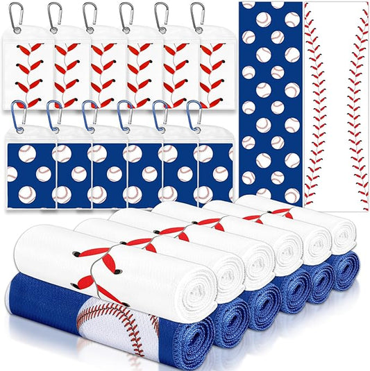 6-12 Pcs Baseball Cooling Towels with Bags 38x12 Inch Breathable Baseball Microfiber Ice Towel Fast Drying Workout Rags Bulk Sport Team Gift for Team Gym Running Coach Sport Party Favors( 12Pcs)
