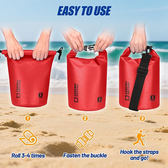 Waterproof Dry Bag, 5L/10L/20L/30L/40L Roll Top Lightweight Storage Backpack with Phone Case for Women & Men, Floating Waterproof Sack for Travel, Swimming, Kayaking, Paddle Board, Camping & Beach