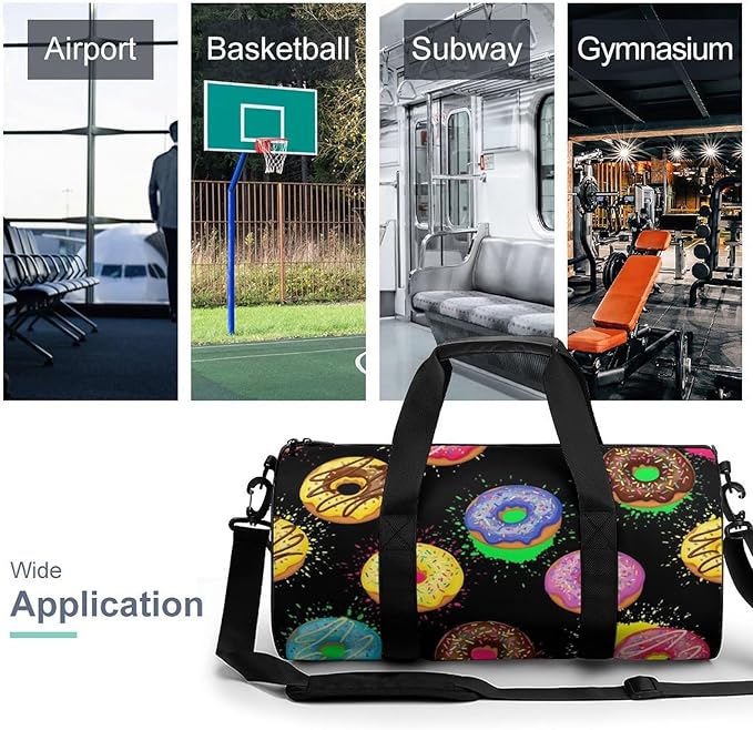 Gym Sports Travel Workout Bag Splash Doughnut Donut Dance Yoga Gymnastics Bag Basketball Football Weekender Bags for Men Women