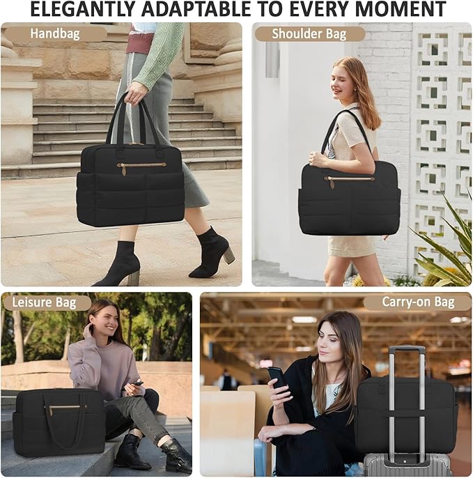 Travel Duffel Bags, Personal Item Travel Bag, Weekender Bags for Women Men Workout Duffle Gym Overnight Bag Foldable Lightweight Tote Carry On Hospital Bag, Black