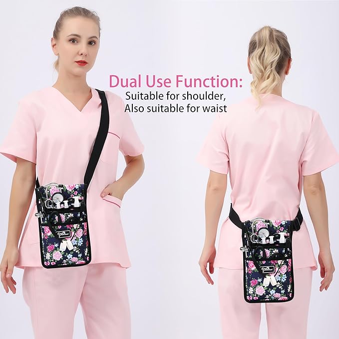 Nurse fanny pack Nurse Fanny Pack for Work Kit Practical Waist Bag for Nurses Fanny Pack for Basics Nurse Utility Belt Organizer Bag (YR-HS-S-MuDan)
