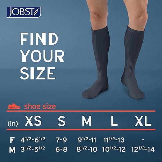 JOBST SensiFoot Diabetic Compression Socks for Men and Women 8-15 mmHg with Seamless Toe and Moisture Management - Extra Padding in Toe, Foot, and Heel Area - Knee High - Closed Toe - Navy, X-Small