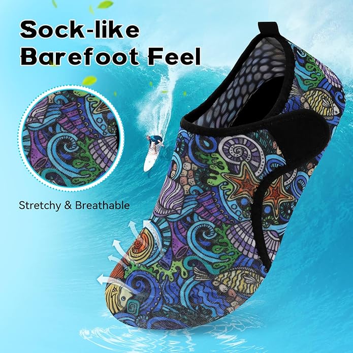 Scurtain Barefoot Water Shoes for Women Men Beach Swim Aqua Socks Summer Quick-Dry Sandals Slippers