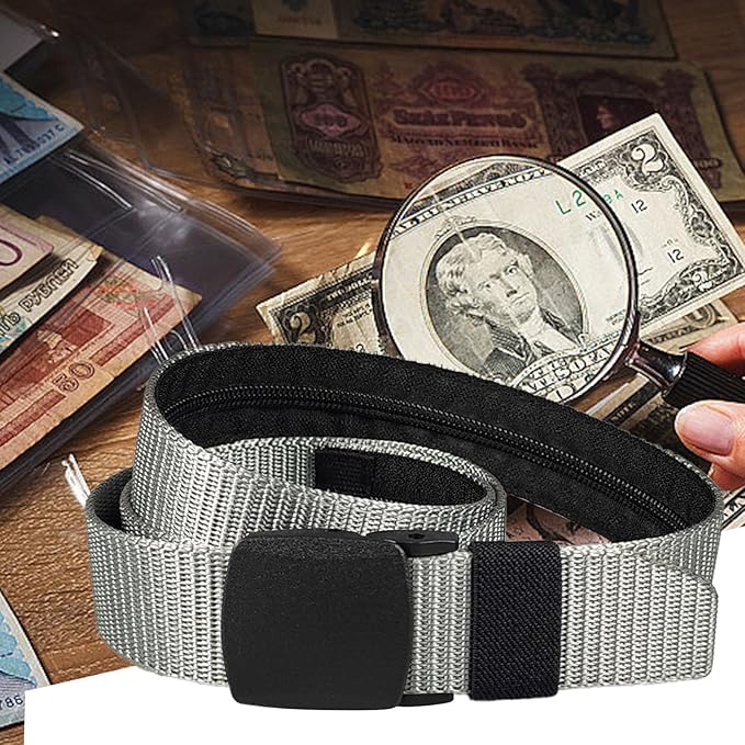 Money Waist Belt, Hidden Travel Pouch, Security Wallet with Blocking, Adjustable Strap for Documents Currency Tickets, Travel Gear, Anti Theft Belt for International Trips