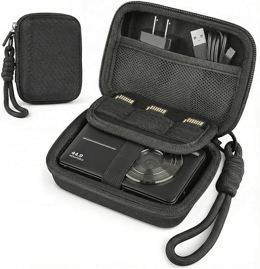 Digital Camera Case Compatible with CAMKORY Digital Point and Shoot/for KODAK PIXPRO FZ45/55 16MP Vlogging/for VAHOIALD FHD 1080P/for IWEUKJLO/for Nsoela, Holder for SD Card More (Black)