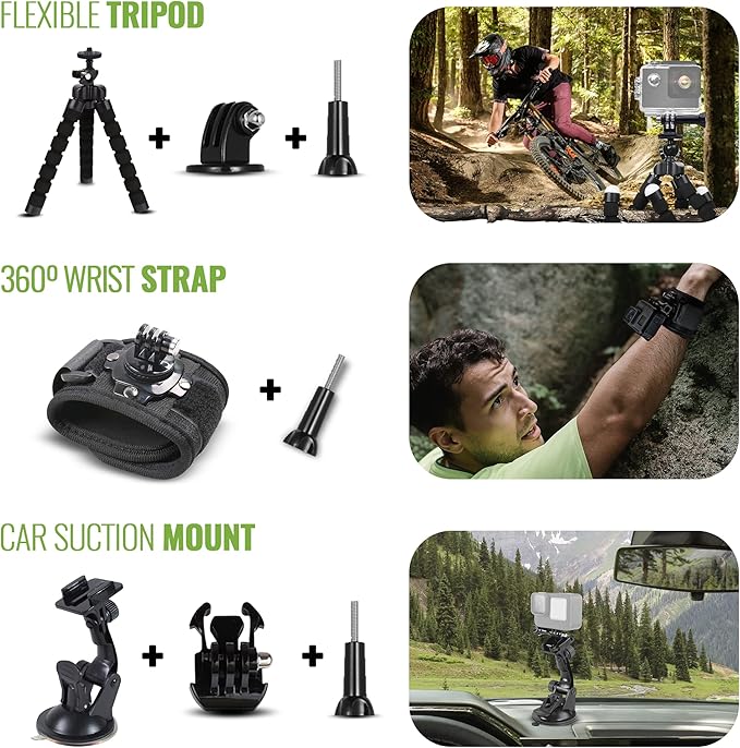50-in-1 Action Camera Accessories Kit - Compatible with GoPro Hero 13 to 7, Max, Fusion, Insta360, DJI Osmo, AKASO & More