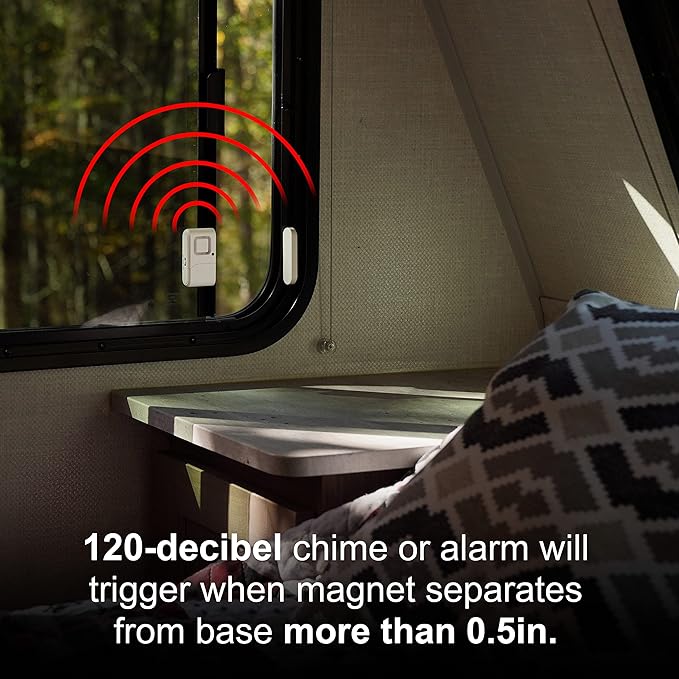 UltraPro Personal Security Window and Door Alarm, 12 Pack, DIY Protection, Burglar Alert, Wireless Chime/Alarm, Easy Installation, Home Security, Ideal for Home, Garage, Apartment, White, 45989