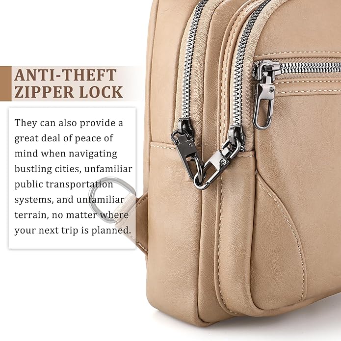JASGOOD Anti Theft Crossbody Travel Bag for Women Men PU Leather Sling Bag with Adjustable Strap