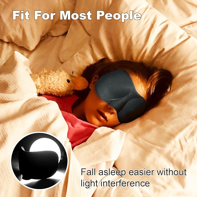 Sleep Mask Pack of 3, 100% Block Out Light, 3D Eye Masks for Sleeping, Night Blindfold for Men Women, Back and Side Sleeper, Ultralight Travel Eye Cover Multi-Colored