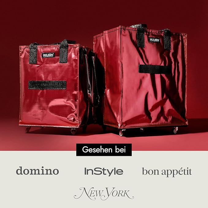 (Medium, Cosmic Red) Reusable Grocery Bag On Wheels, Shopping Trolley, Rolling Tote, Zipper Closure, Lightweight, Carries Up to 66 lb, Folds Flat, Unbreakable Handles