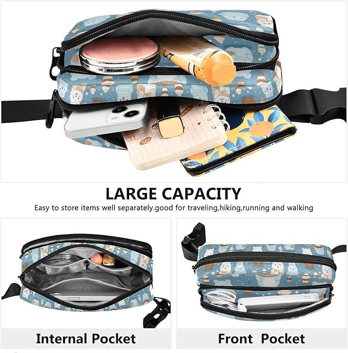 Cute Bear Ice Cream Fanny Pack for Women Men Water Resistant Fashion Waist Packs with Adjustable Strap Belt Bag for Travel Workout Jogging Hiking 21219742