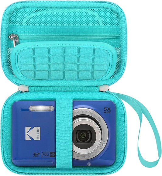 Elonbo Camera Carrying Case for KODAK PIXPRO FZ55 / FZ53 / FZ45 / FZ43 16MP Digital Camera, Vlogging Camera Storage Holder Travel Bag, Mesh Bag Fits Batteries, Cable, Memory Card, Card Reader, Green