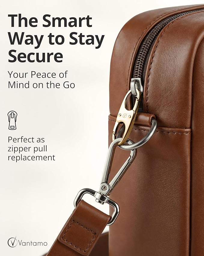 Vantamo Premium 4 Zipper Clips Anti Theft for Backpack, Luggage & Purse, Pull Replacement Zipper Locks, Purse Clip for Travel