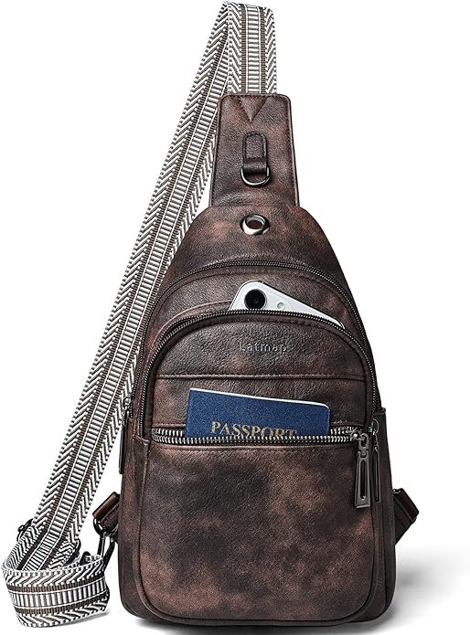 Sling Bag For Women Faux Leather Small Casual Daypack Backpack Fanny Pack Crossbody Chest Bags Purse