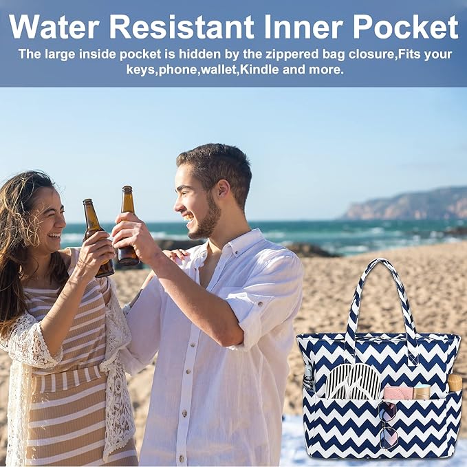 Bluboon Waterproof Beach Tote Pool Bags for Women Ladies Extra Large Carry On Bag With Wet Compartment for Weekender Travel