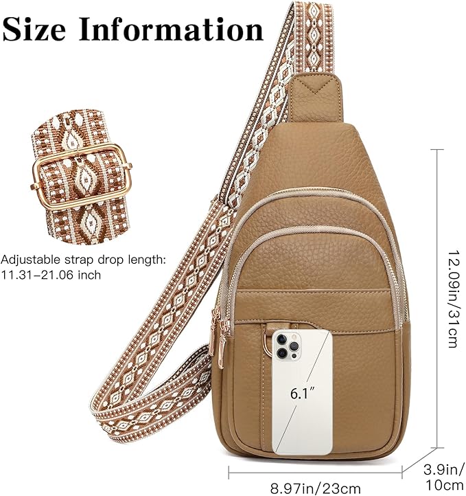GAEKEAO Sling Bag for Women Crossbody Bags Fanny Pack Vegan Leather Chest Bag Travel Shoulder Belt Purse Backpack Gifts